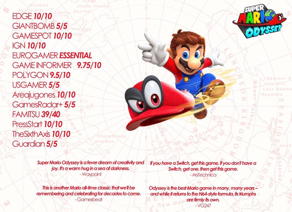 Super Mario Odyssey (2017) 2 Super Mario Odyssey – Puntuaciones De Medios Especializados Y Críticas Destacadas