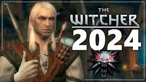 The Witcher (2007) 2 Geralt De Rivia En The Witcher (2007), Junto Al Logo De The Witcher Remake 2024, Destacando La Evolución De La Saga.