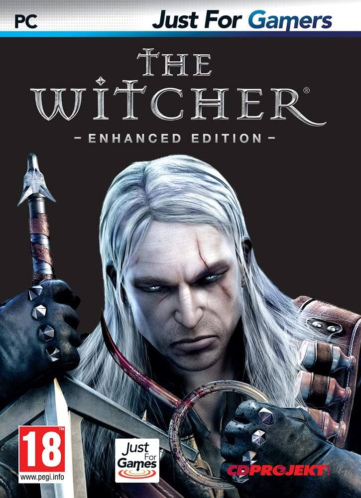 Portada Del Videojuego, Retrato De Geralt De Rivia Empuñando Su Espada En The Witcher