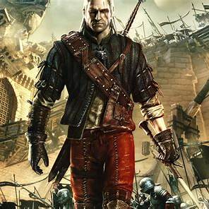 Geralt armado, preparado para el combate, en una escena cinemática de The Witcher 2